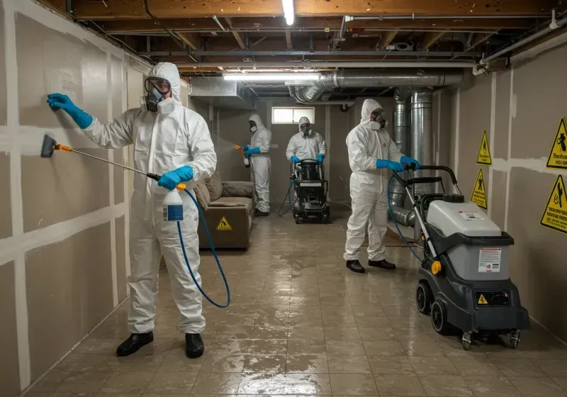 Basement Moisture Removal and Structural Drying process in Obetz, OH